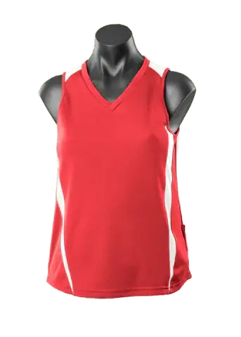 Aussie Pacific Eureka Ladies Singlet 2104 Casual Wear Aussie Pacific Red/White 8